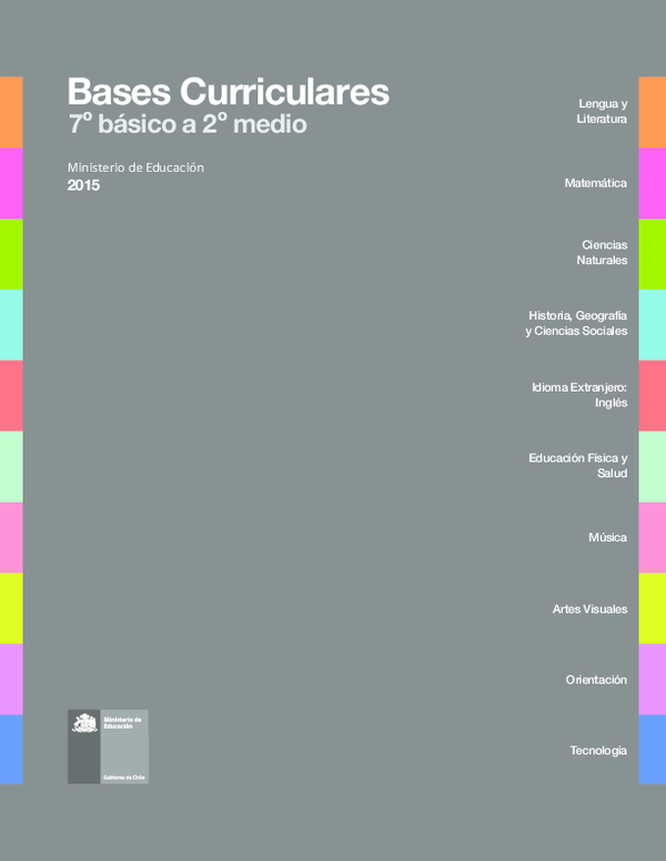 Bases curriculares : séptimo básico a segundo medio cover