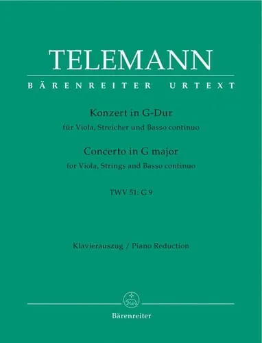 Konzert G-Dur für Viola, Streicher und Bc Klavierauszug cover