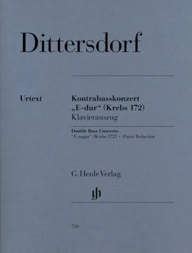 Dittersdorf. Double Bass Concerto. "E major" (Krebs 172). Piano Reduction cover